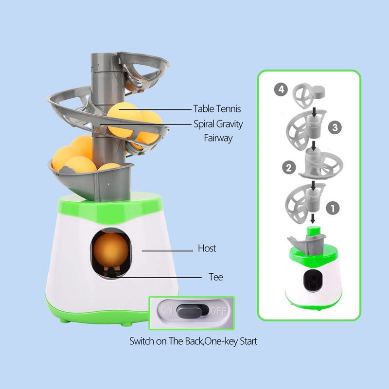 Dilwe Table Tennis Serve Machine, Portable Table Tennis Trainer Automatic Launcher Robot with 10 Balls for Beginners/ Lovers Table Tennis Launcher - Image 3
