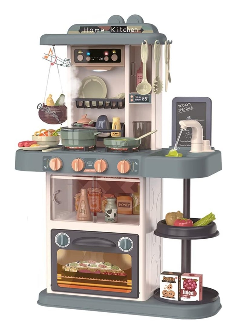 UniTrain Plastic Toy Play Kitchen Food Set for Kids, Toddlers 3+ - Cooking Pretend Play Interactive Station with Sink, Water, Steam, Sound, Accessories (43 PCS) - Little Girls Birthday Gift  - Image 1