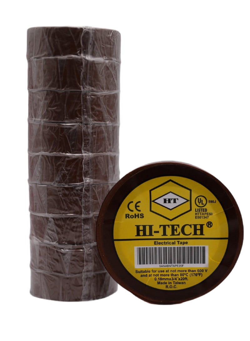 Hi-Tech Electrical Tape - Pack of 10 (Brown) - Image 1