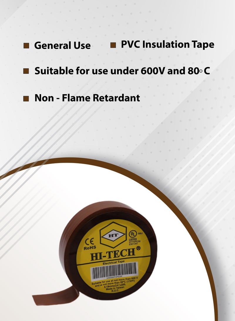 Hi-Tech Electrical Tape - Pack of 10 (Brown) - Image 2