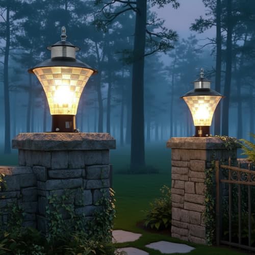 Lyse Decor مصباح بوابة ليزي ديكور المقاوم للماء لمدخل البوابة الرئيسية، مصباح عمود خارجي، مصباح بوابة للحدائق والحدود (زوج من 4 قطع) - Image 3