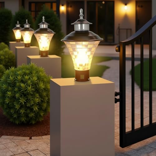 Lyse Decor مصباح بوابة ليزي ديكور المقاوم للماء لمدخل البوابة الرئيسية، مصباح عمود خارجي، مصباح بوابة للحدائق والحدود (زوج من 4 قطع) - Image 2