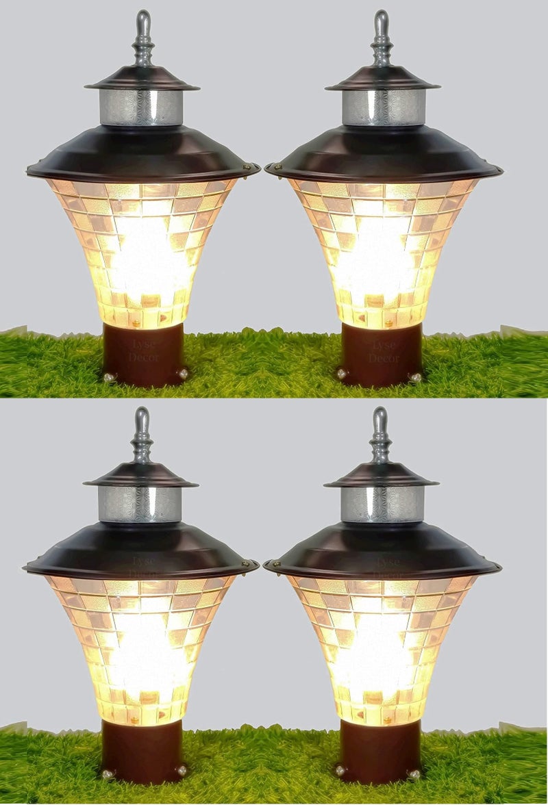 Lyse Decor مصباح بوابة ليزي ديكور المقاوم للماء لمدخل البوابة الرئيسية، مصباح عمود خارجي، مصباح بوابة للحدائق والحدود (زوج من 4 قطع) - Image 1