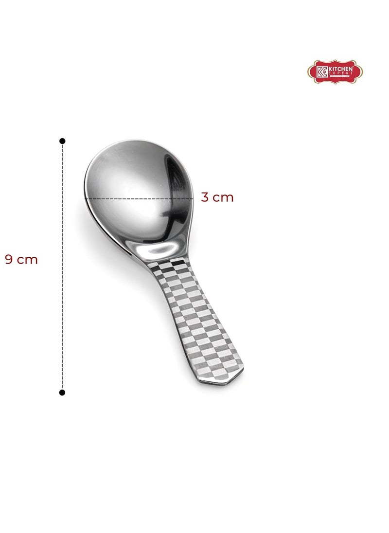 Kitchen Expert Kitchen Expert - Stainless Steel Masala Spoons | Heavy Guage | Mini Spoons for Tea/Sugar | Spices Spoon for Kitchen | for Small Containers | Spoon for Masala Dabba | Set of 6 | Silver Color  - Image 2