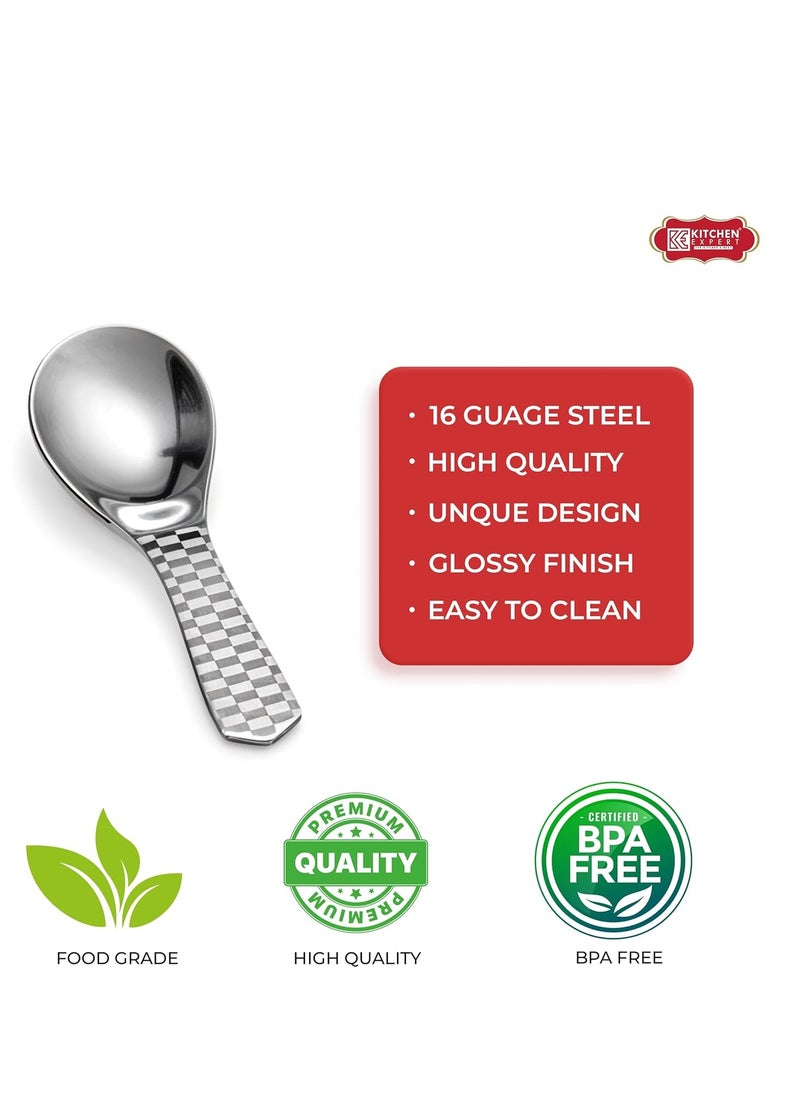 Kitchen Expert Kitchen Expert - Stainless Steel Masala Spoons | Heavy Guage | Mini Spoons for Tea/Sugar | Spices Spoon for Kitchen | for Small Containers | Spoon for Masala Dabba | Set of 6 | Silver Color  - Image 3