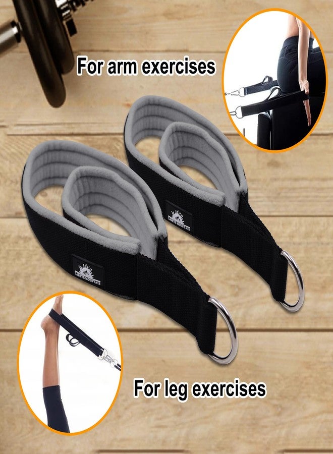 Lights Mountain Pilates Double Loop Straps for Reformer, Thickened D-Ring Handle Fitness Straps, 2 Lengths Multicolor Yoga Accessories for Home Workout (black grey L) - Image 5