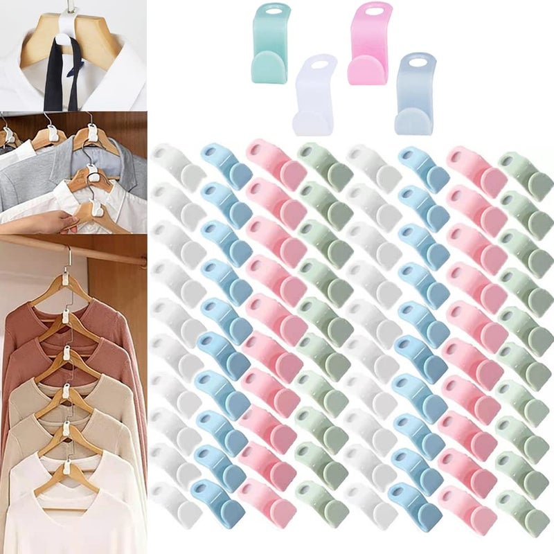 Clothes Hanger Connector Hooks 80PCS Sturdy Mini Cascading Hanger Hooks Thickened 20lbs Space Saving Closet Hanger Organizer Hanger Extender Clips 4Color Hanger Connection Hooks for Closet