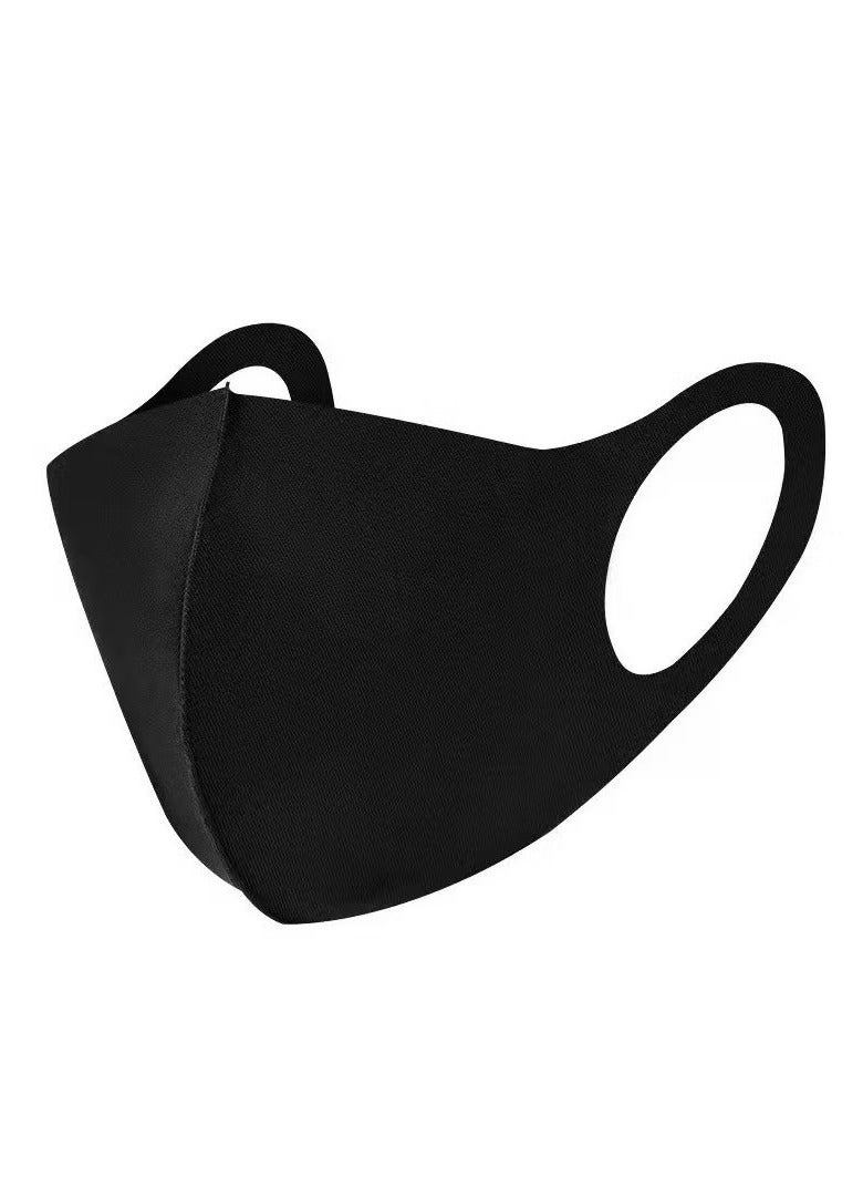 (Pack Of 3) Washable And Reusable Space Cotton Dust Black Face Mask For Adults Fashion Cloth Fabric Face Protection, Unisex Earloop Black Dust Reusable Washable - Image 5