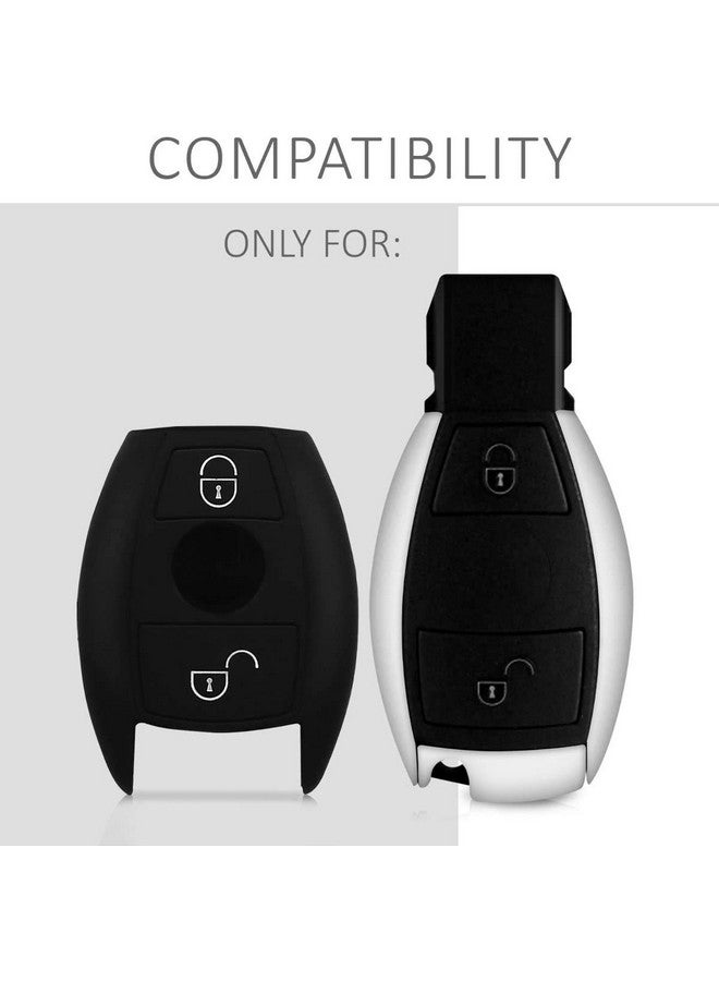 JVCV غطاء مفتاح سيارة JVCV® متوافق مع مفتاح مرسيدس بنز الذكي - شريط رالي (أسود أبيض) - Image 2