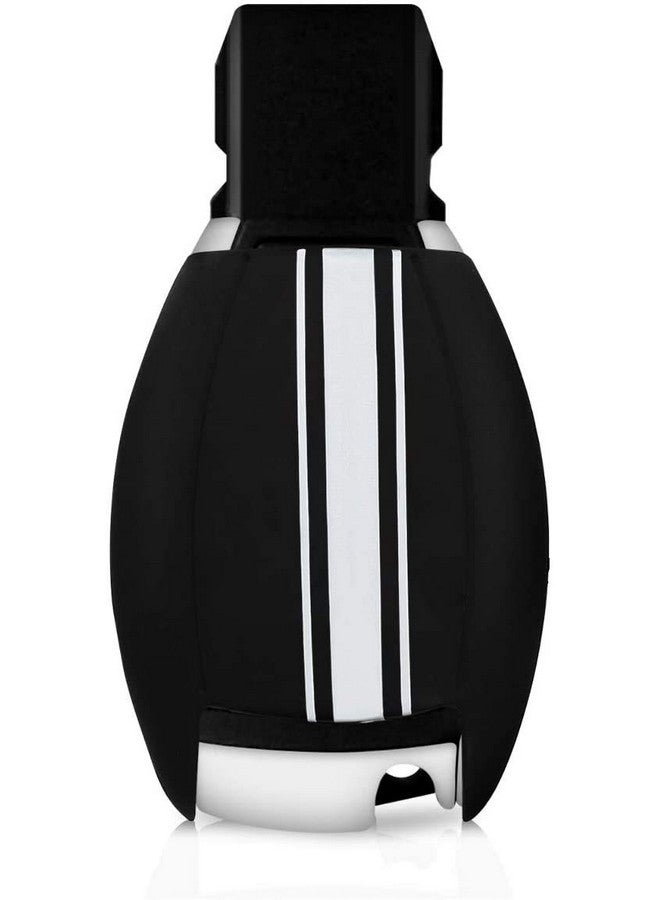 JVCV غطاء مفتاح سيارة JVCV® متوافق مع مفتاح مرسيدس بنز الذكي - شريط رالي (أسود أبيض) - Image 4