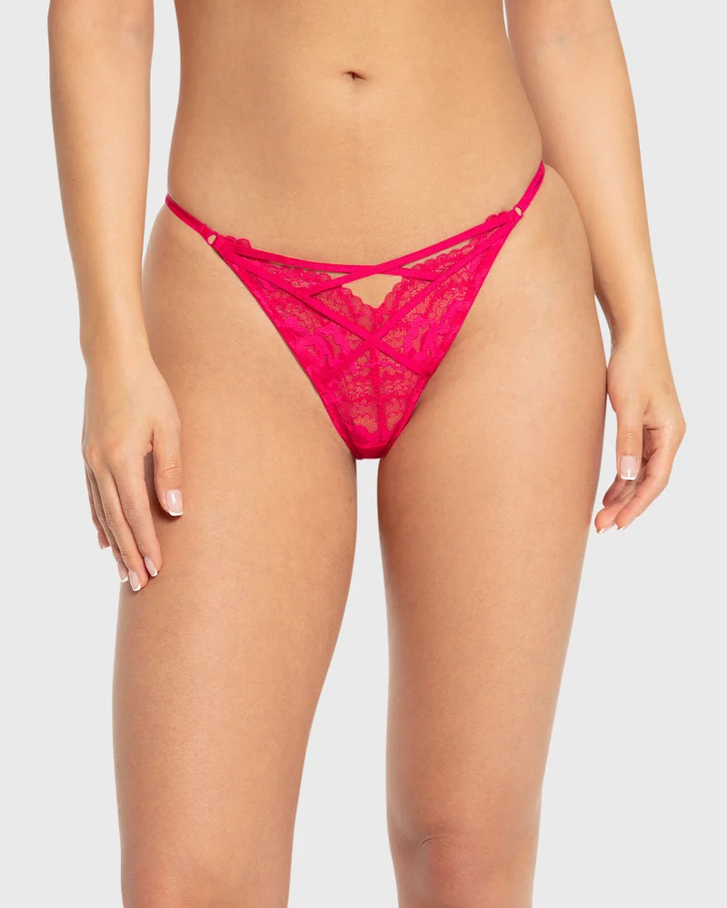 Isla & Evie Isla & Evie Bright Rose Lace Thong