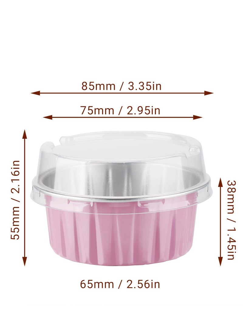 SYOSI - Disposable Foil Ramekins with Lids, 30pcs 5oz 125ml Aluminum Foil Muffin Liners Cupcake Baking Cups, Mini Pie Pans with Lids, Disposable Foil Baking Cups Containers for Creme Brulee - Image 1