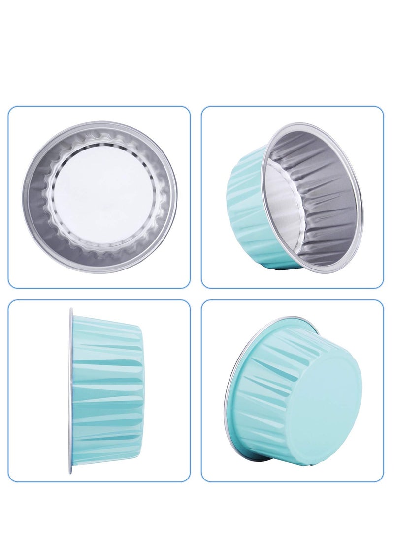 SYOSI - Disposable Foil Ramekins with Lids, 30pcs 5oz 125ml Aluminum Foil Muffin Liners Cupcake Baking Cups, Mini Pie Pans with Lids, Disposable Foil Baking Cups Containers for Creme Brulee - Image 1