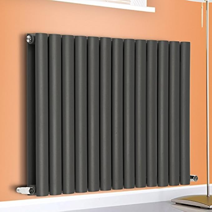 HORIZONTAL 600X767 OVAL COLUMN RADIATOR BATHROOM CENTRAL HEATING DOUBLE PANEL ANTHRACITE - Image 1