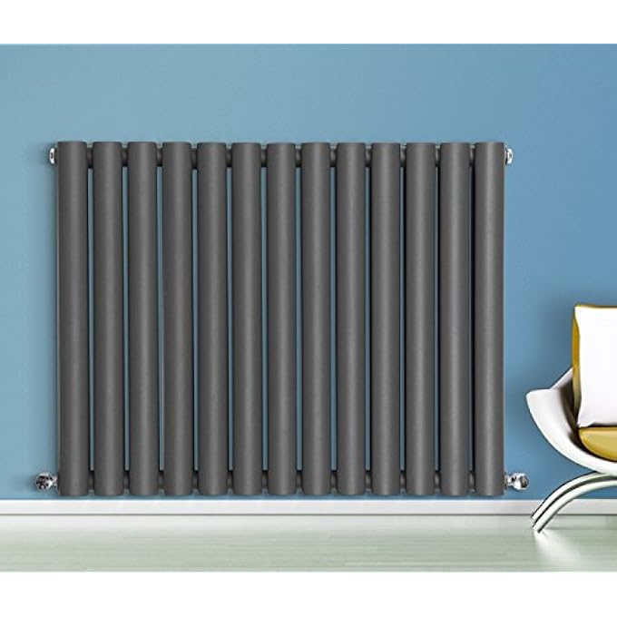 HORIZONTAL 600X767 OVAL COLUMN RADIATOR BATHROOM CENTRAL HEATING DOUBLE PANEL ANTHRACITE - Image 3