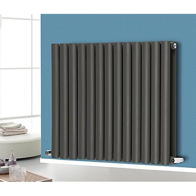 HORIZONTAL 600X767 OVAL COLUMN RADIATOR BATHROOM CENTRAL HEATING DOUBLE PANEL ANTHRACITE - Image 2