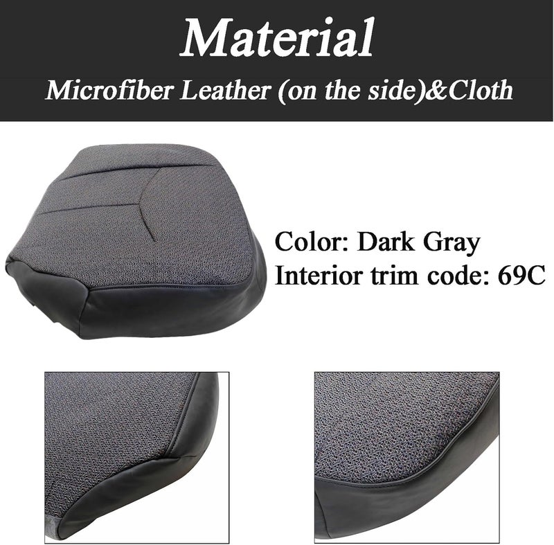 NLQR Driver Side Bottom Seat Cover Replacement with Foam Cushion for Chevy Silverado GMC Sierra 2003-2007 - Image 4