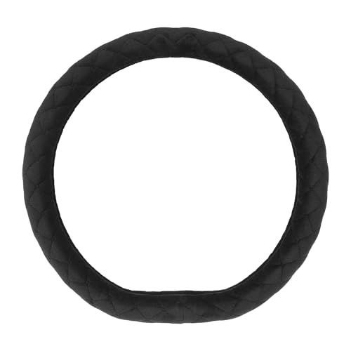 PTCPO Soft Car Steering Wheel Cover for Sedan, SUV, Warm Luxury Velvet, Odorless, Universal, Anti Slip, Summer Winter, Black, D Shape(Flat Bottom) - Image 3