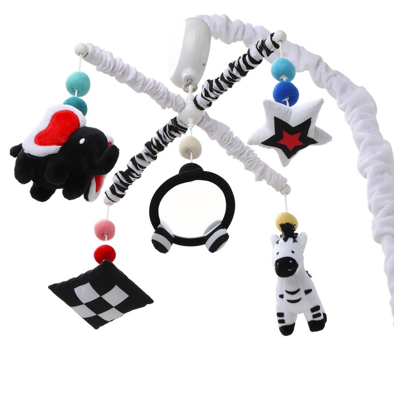 The Peanutshell Baby Crib Mobile for Boys  Girls Musical Montessori Nursery Mobiles Black and White Crib Decor High Contrast Mobile Crib Toys Hanging Crib Accessories Boy