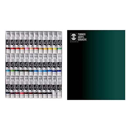 Turner Colour Works Turner Acrylic Paint Set Artist Acryl Gouache - Super Concentrated Vibrant Acrylics, Fast Drying, Velvety Matte Finish - [Set of 36 | 20 ml Tubes]