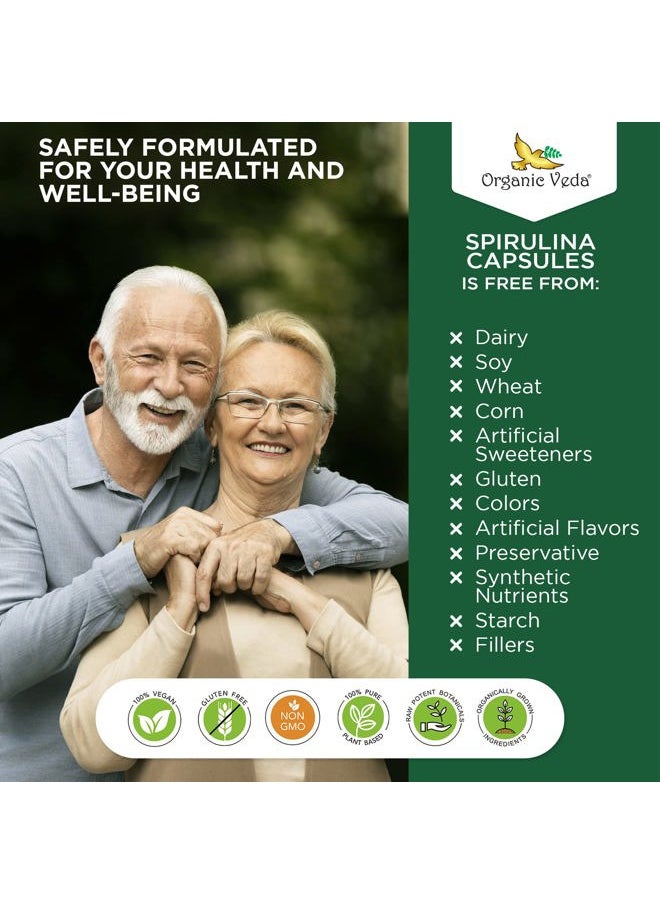Organic Veda - Spirulina Capsules, 1500mg - Green Superfood Dietary Supplement - Organic Blue-Green Algae Packed with Nutrients, Vitamins, Amino Acid, & Antioxidant - Vegan, Gluten-Free - 300 Count - Image 1