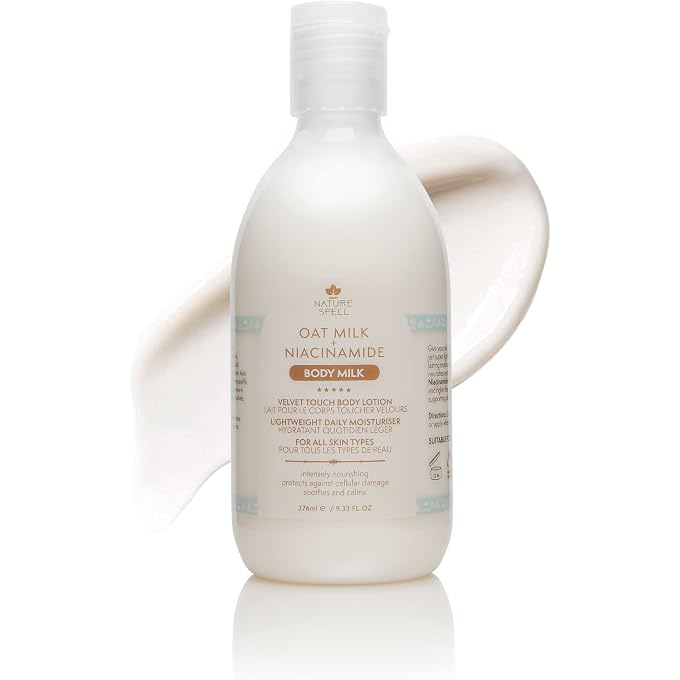 Nature Spell Oat Milk Body Lotion  Velvet Touch Body Milk 276ml - Infused with Niacinamide - Instant Hydration  Suitable for all Skin Types - 100% Vegan  Made in the UK - Image 1