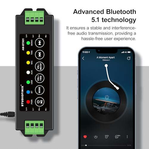 STUDIOFINIX STUODIOFINIX 4-Channel Mini Bluetooth Amplifier 120w for Passive Speakers with TWS,AUX,MIC,USB,Replacement Part,Suitable for Wall/Ceiling/Marine/Bookshelf Speakers - Image 4