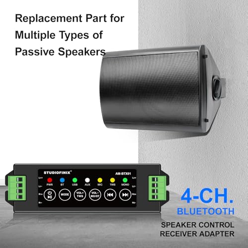 STUDIOFINIX STUODIOFINIX 4-Channel Mini Bluetooth Amplifier 120w for Passive Speakers with TWS,AUX,MIC,USB,Replacement Part,Suitable for Wall/Ceiling/Marine/Bookshelf Speakers - Image 3