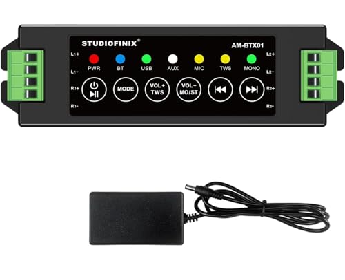 STUDIOFINIX STUODIOFINIX 4-Channel Mini Bluetooth Amplifier 120w for Passive Speakers with TWS,AUX,MIC,USB,Replacement Part,Suitable for Wall/Ceiling/Marine/Bookshelf Speakers - Image 1