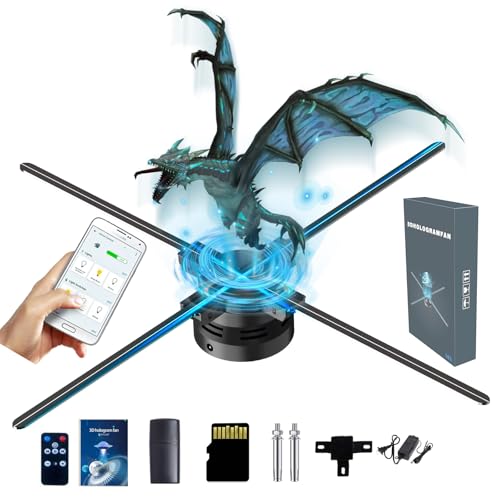 missyou 3DHologramFan,Missyou 23.6“ 3DHologramfan Projector HD LED Advertising Display with Remote and Bluetooth and Splicing,700 Video Library for Business Store Signs,Bar,Party,Halloween,Stage Lights - Image 1