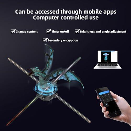 missyou 3DHologramFan,Missyou 23.6“ 3DHologramfan Projector HD LED Advertising Display with Remote and Bluetooth and Splicing,700 Video Library for Business Store Signs,Bar,Party,Halloween,Stage Lights - Image 2
