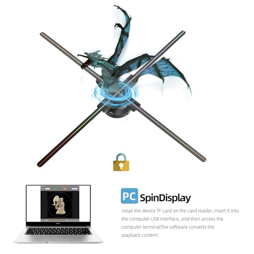 missyou 3DHologramFan,Missyou 23.6“ 3DHologramfan Projector HD LED Advertising Display with Remote and Bluetooth and Splicing,700 Video Library for Business Store Signs,Bar,Party,Halloween,Stage Lights - Image 3
