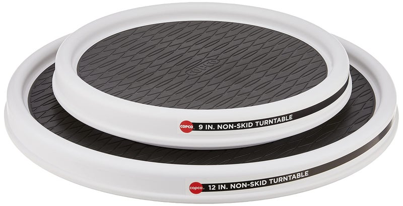 Copco 5220593 NonSkid Pantry Cabinet Lazy Susan Turntable 9Inch and 12Inch WhiteGray 2Pack