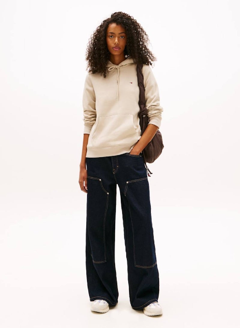 TOMMY JEANS Flag Embroidery Fleece Drawstring Hoody - Image 2