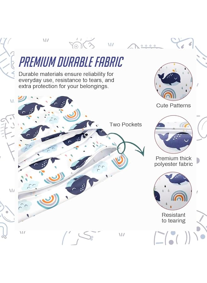 هانيا 3 قطع من أكياس حفاضات الأطفال المطبوعة برسومات كرتونية وحقائب قماشية بسحاب مع حزام يد، 3 أحجام، حقائب تخزين متعددة الاستخدامات، حقائب سفر لملابس الأطفال ومستلزمات الأطفال والملابس الداخلية وإكسسوارات خزانة الملابس - Image 3