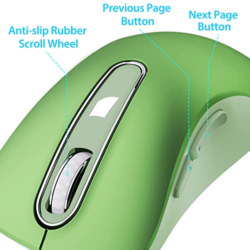 memzuoix 2.4G Wireless Mouse, 1400 DPI Mobile Optical Cordless Mouse with USB Receiver, Portable Computer Mice for Laptop, PC, Desktop, MacBook, 5 Buttons (Mint Green) - Image 4