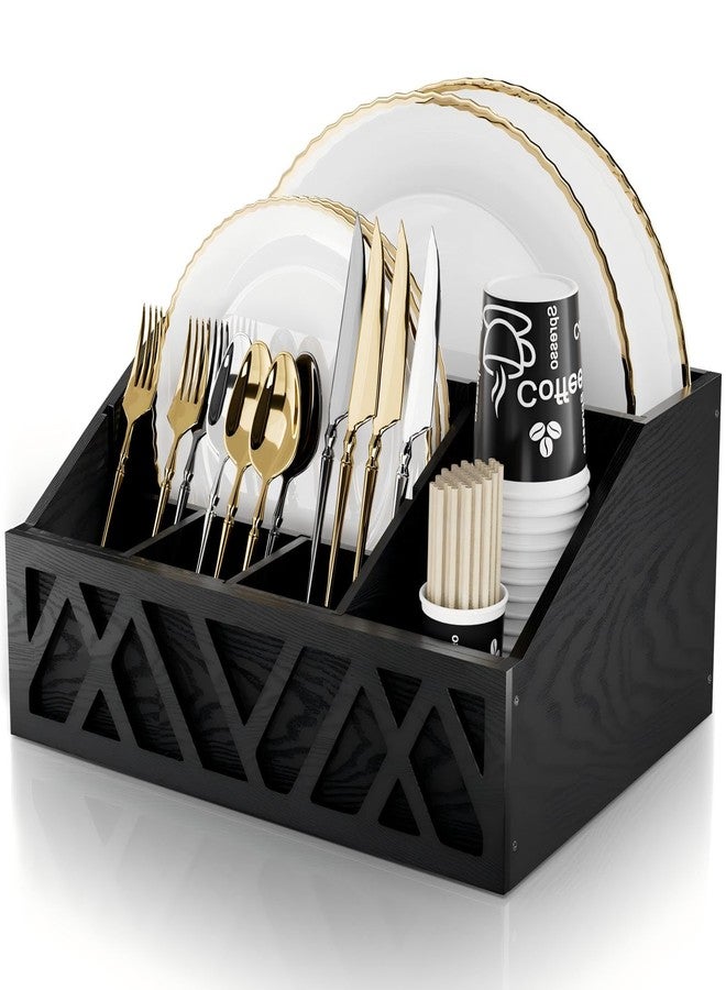 Vecxoty Paper Plate Dispenser, Paper Plate Holder for Kitchen Counter(Black) - Image 1