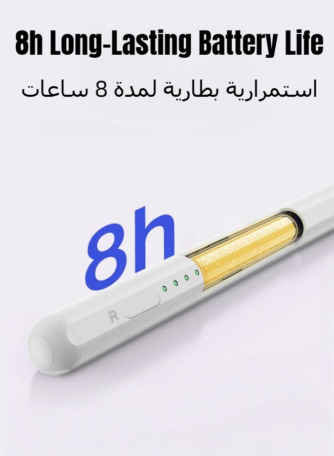 ريماكس قلم AP08 المغناطيسي، يدعم التبديل بين نظامين. شحن سريع من النوع C. خاصية منع لمس راحة اليد، استشعار الإمالة. عمر بطارية طويل، خفيف الوزن وسهل الحمل. مزود برأس بديل. (أبيض) - Image 3