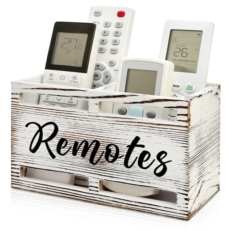Hilislog Wooden Remote Control Holder Wall Mount Remote Organizer for Table TV Controller Holders Remotes Caddy for Bed Wall Bedside Organizer Storage Control Box Farmhouse Nightstand Couch Decor 2 slots - Image 1