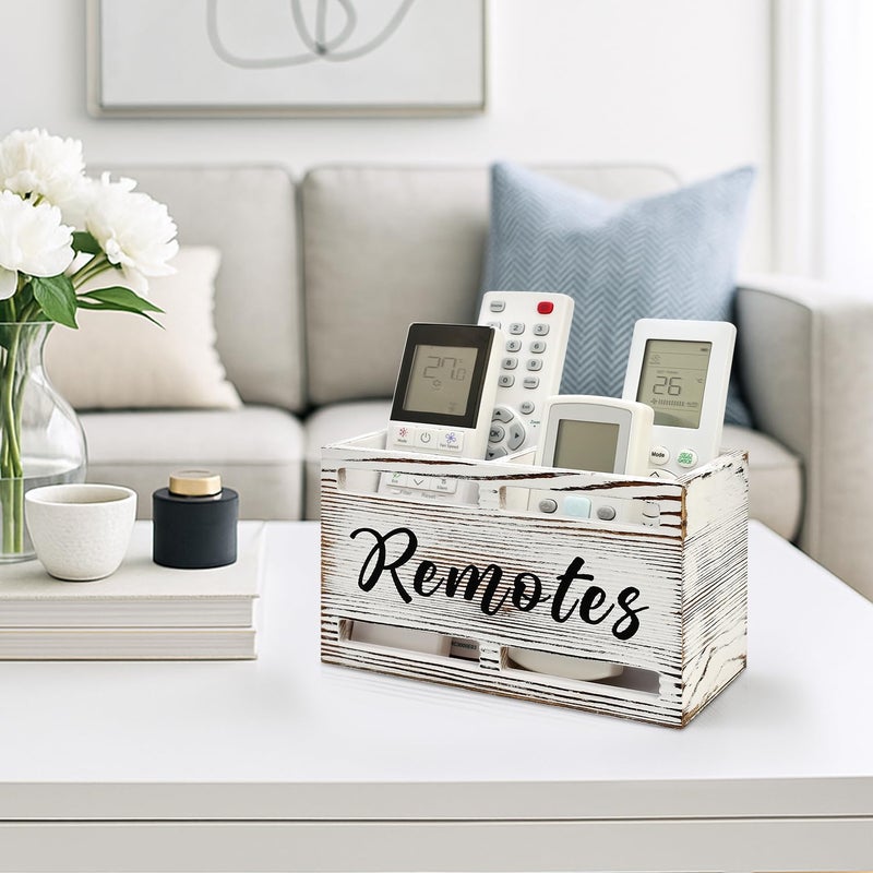 Hilislog Wooden Remote Control Holder Wall Mount Remote Organizer for Table TV Controller Holders Remotes Caddy for Bed Wall Bedside Organizer Storage Control Box Farmhouse Nightstand Couch Decor 2 slots - Image 2