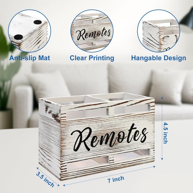 Hilislog Wooden Remote Control Holder Wall Mount Remote Organizer for Table TV Controller Holders Remotes Caddy for Bed Wall Bedside Organizer Storage Control Box Farmhouse Nightstand Couch Decor 2 slots - Image 4