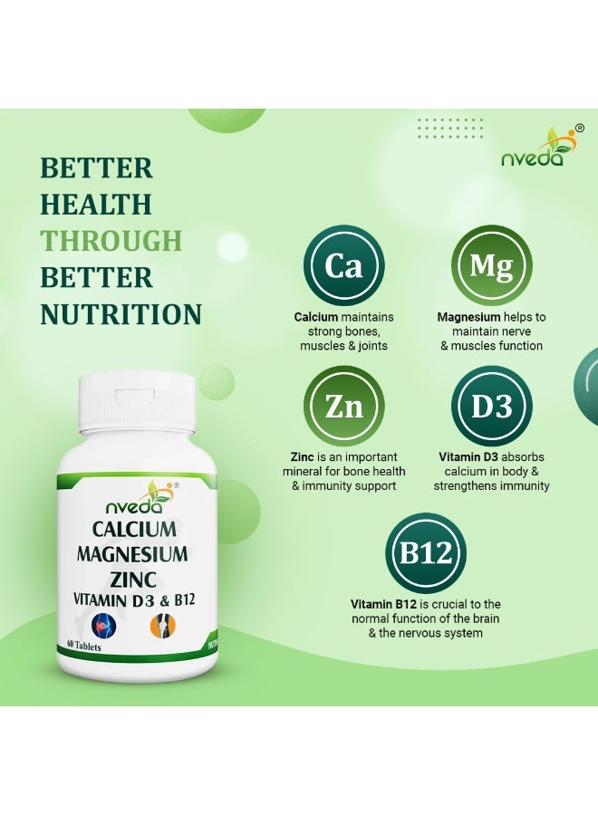 Omega 3 Capsule For Men & Women,Fish Oil 60 Capsules with Calcium,Magnesium,Zinc,Vitamin D & B12 for Healthy Heart,Eyes,Brain,Immunity,Bone & Joint Support,60 Tablets (Combo Pack),200 grams - Image 5