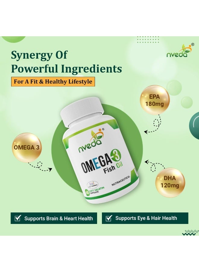 Omega 3 Capsule For Men & Women,Fish Oil 60 Capsules with Calcium,Magnesium,Zinc,Vitamin D & B12 for Healthy Heart,Eyes,Brain,Immunity,Bone & Joint Support,60 Tablets (Combo Pack),200 grams - Image 4