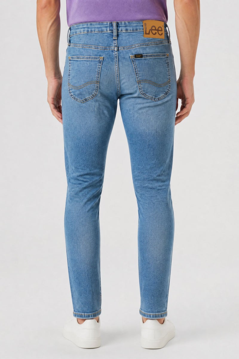 LEE Men Skinny Fit Stretchable Washed Denim Jeans, Blue - Image 3