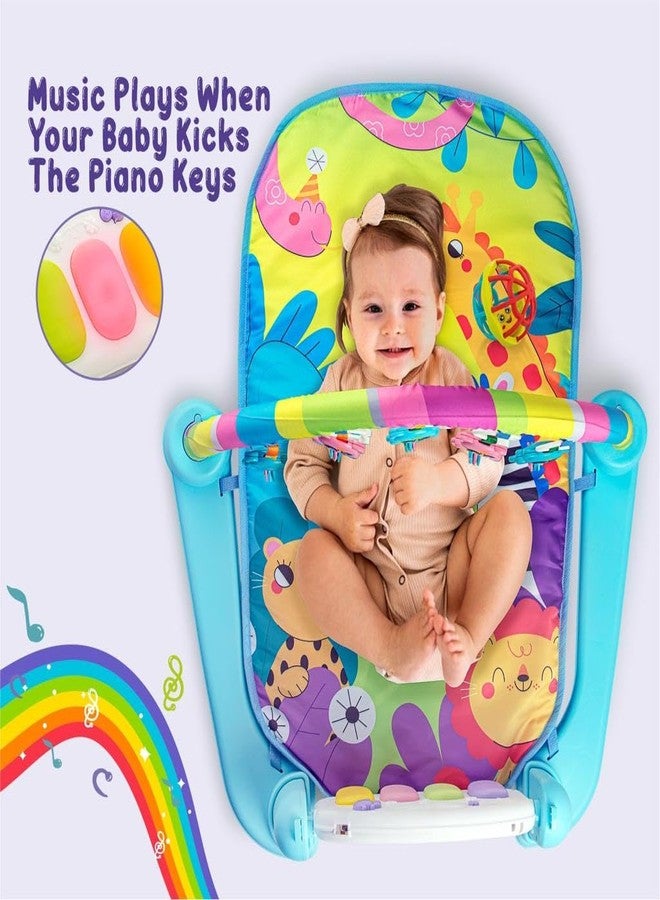 ADKD Baby Toys Multi Functional Musical Keyboard Mat Piano Baby Mat Gym & Fitness Rack For 0 To 24 Month Age Baby (Blue Tb),1 Count - Image 5