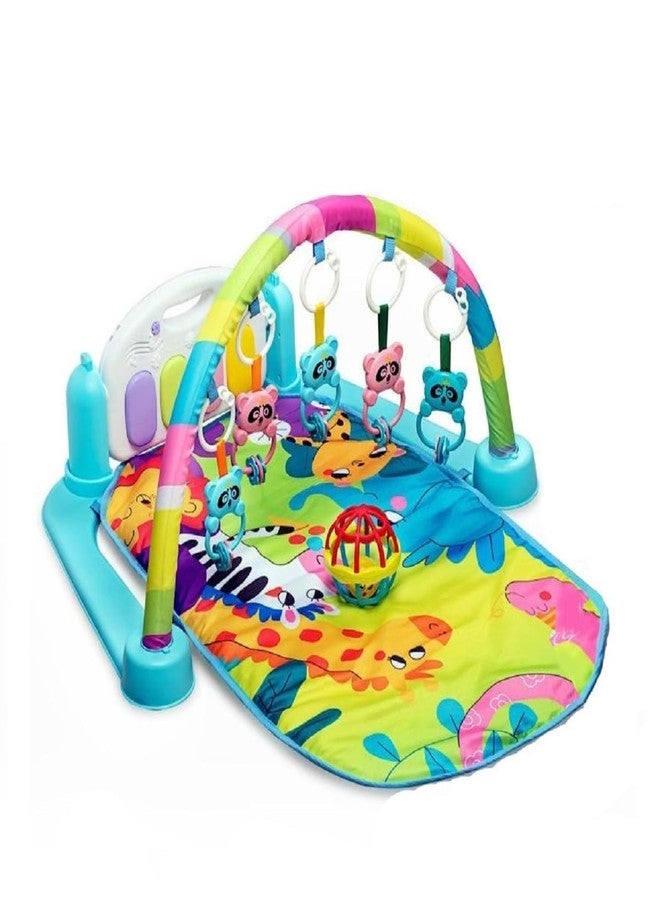 ADKD Baby Toys Multi Functional Musical Keyboard Mat Piano Baby Mat Gym & Fitness Rack For 0 To 24 Month Age Baby (Blue Tb),1 Count - Image 1