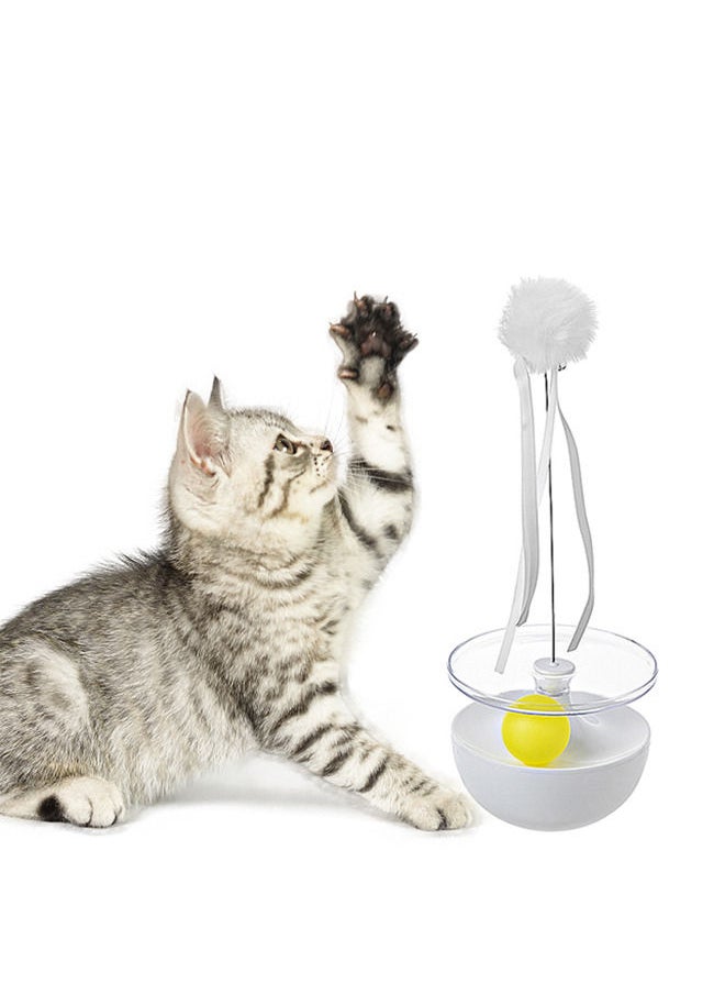 Neostyle Cat Tumbler Toy,Tassel Teaser Stick with Rotating Toy Ball,Sports Exercise Puzzle Kitten Indoor Toys(white)  - Image 1