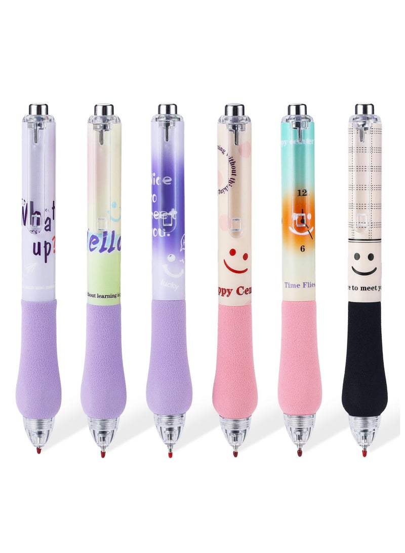 SYOSI 12Pcs Cute Pens, Kawaii Gel Pens, Retractable Pens Fine Point Smooth Writing Pens, 0.5 Black Soft Grip Quick Dry Ink Aesthetic Office School Supplies Stationary for Teens Women (6 Style) - Image 1
