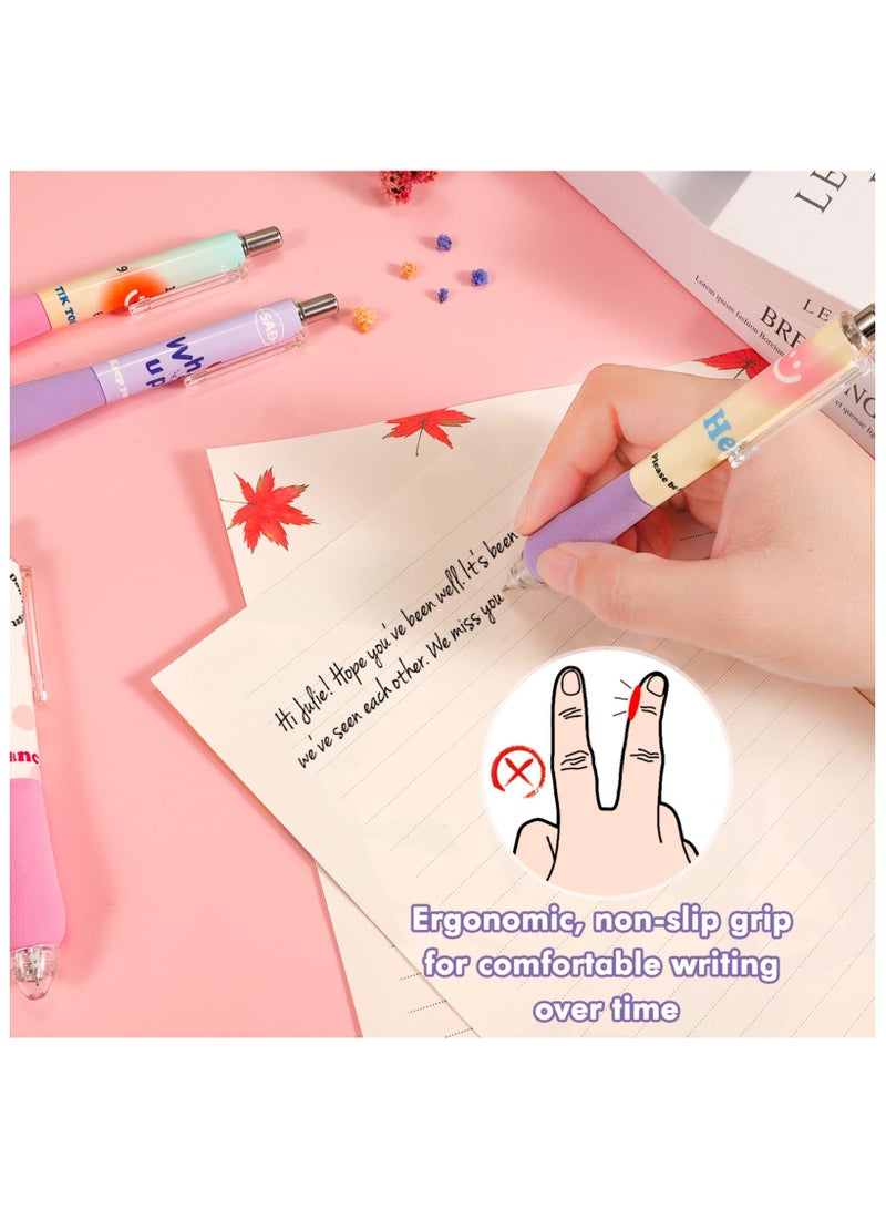 SYOSI 12Pcs Cute Pens, Kawaii Gel Pens, Retractable Pens Fine Point Smooth Writing Pens, 0.5 Black Soft Grip Quick Dry Ink Aesthetic Office School Supplies Stationary for Teens Women (6 Style) - Image 3