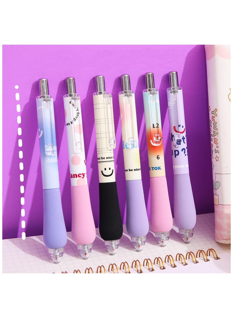 SYOSI 12Pcs Cute Pens, Kawaii Gel Pens, Retractable Pens Fine Point Smooth Writing Pens, 0.5 Black Soft Grip Quick Dry Ink Aesthetic Office School Supplies Stationary for Teens Women (6 Style) - Image 5